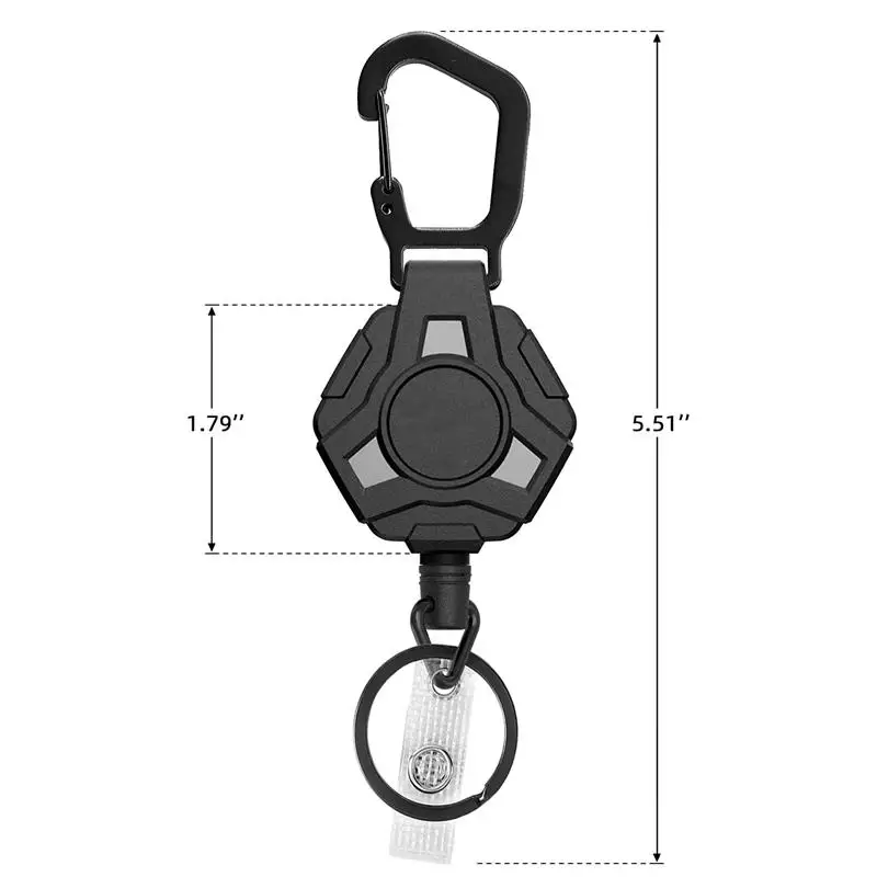 High Quality Heavy Duty Easy Pull Reel Buckle Steel Cable Anti-Lost Badge Holder Strong Carabiner Retractable Key chain
