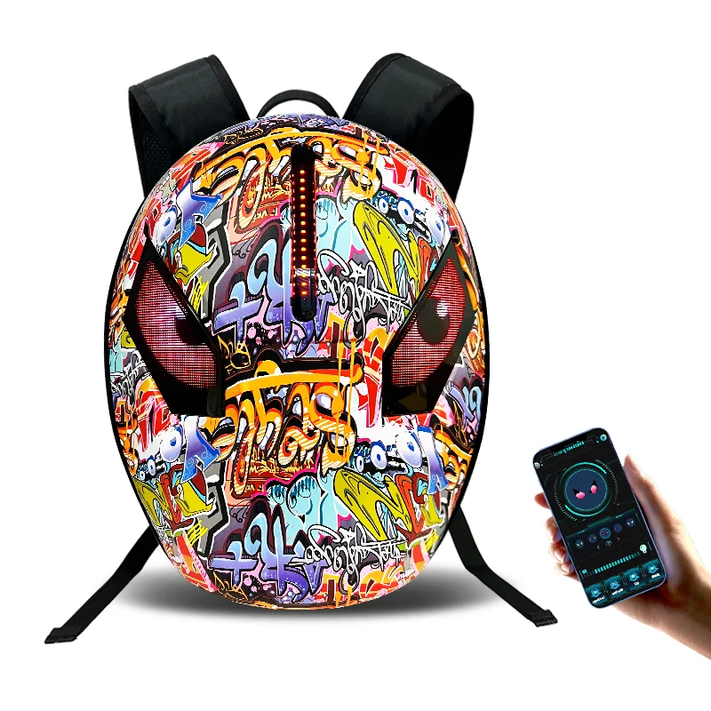 New LED Eye Motorcycle Bag Waterproof DIY Backpack APP  Motorcycle Backpack Riding Bag LED Eye Display Screen Night Knight