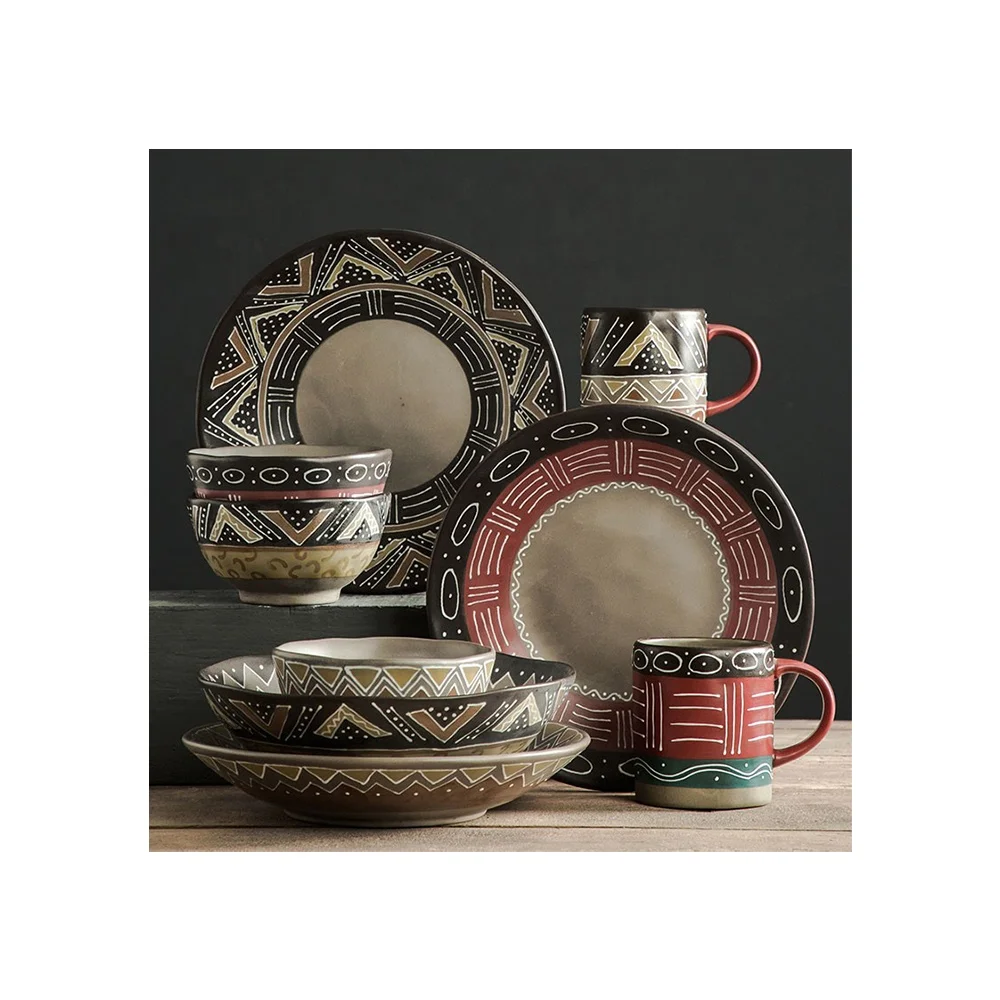 Dinnerware Set Original Retro Style Ceramic Cutlery Tableware Noble Bohemia Change Creative Rice Noodle Japanese home ramen bowl