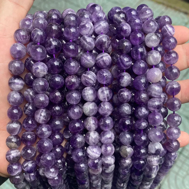 High Quality Natural Stone Beads Dream Purple Amethyst Beads Round Loose Gemstone Beads For DIY Amethyst Stone Bracelet