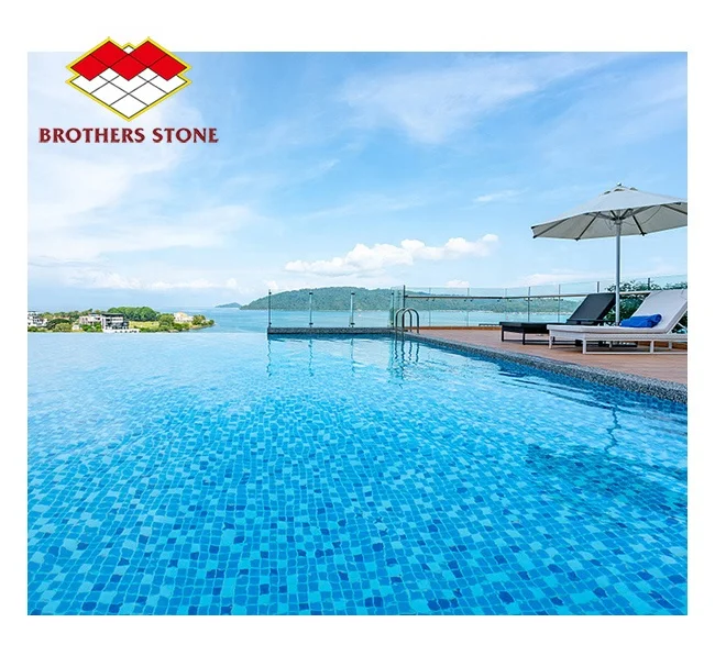 Wholesale Modern Hot Sale Blue Crystal Cracked Glass Mosaic Tiles Swimming Pool Mosaic