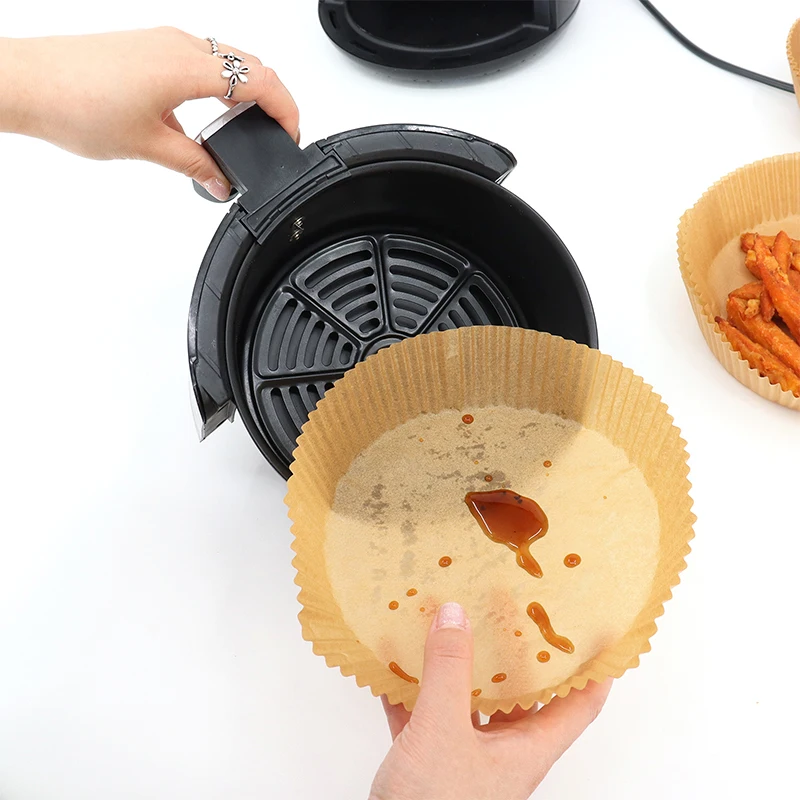Hot Sale Silicone Coated Round Parchment Paper Air Fryer Disposable Paper Liner Waterproof Non-Stick Air Fryer Liners