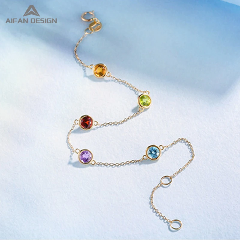 14K золотой цвет золотой драгоценный камень браслет женский Многоцветный Топаз перидот браслет топаз