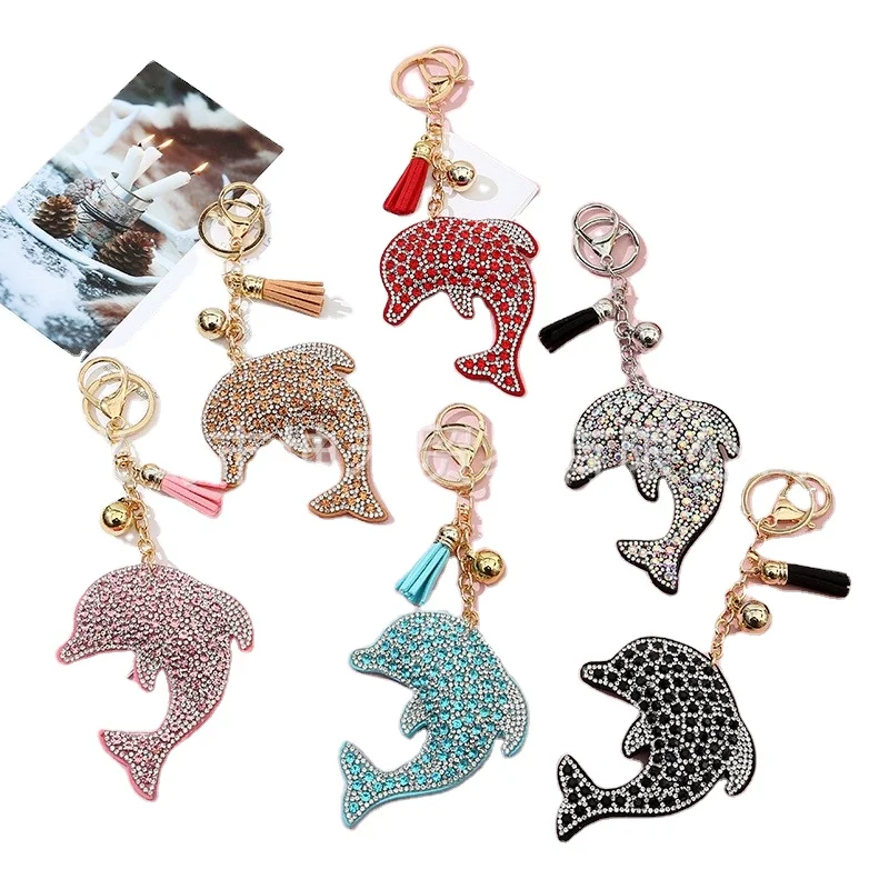 Рекламный подарок брелок с милым дельфином на заказ кристаллами и стразами подвеска в виде рыбы Сумка кисточками Заводская наличии