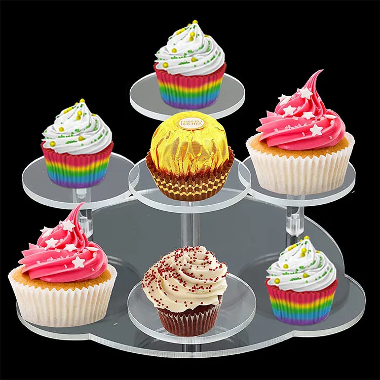 Custom Transparent Round Acrylic Cupcake Snack Drink Display Stands Can Also Be Used For Jewelry Display Stands