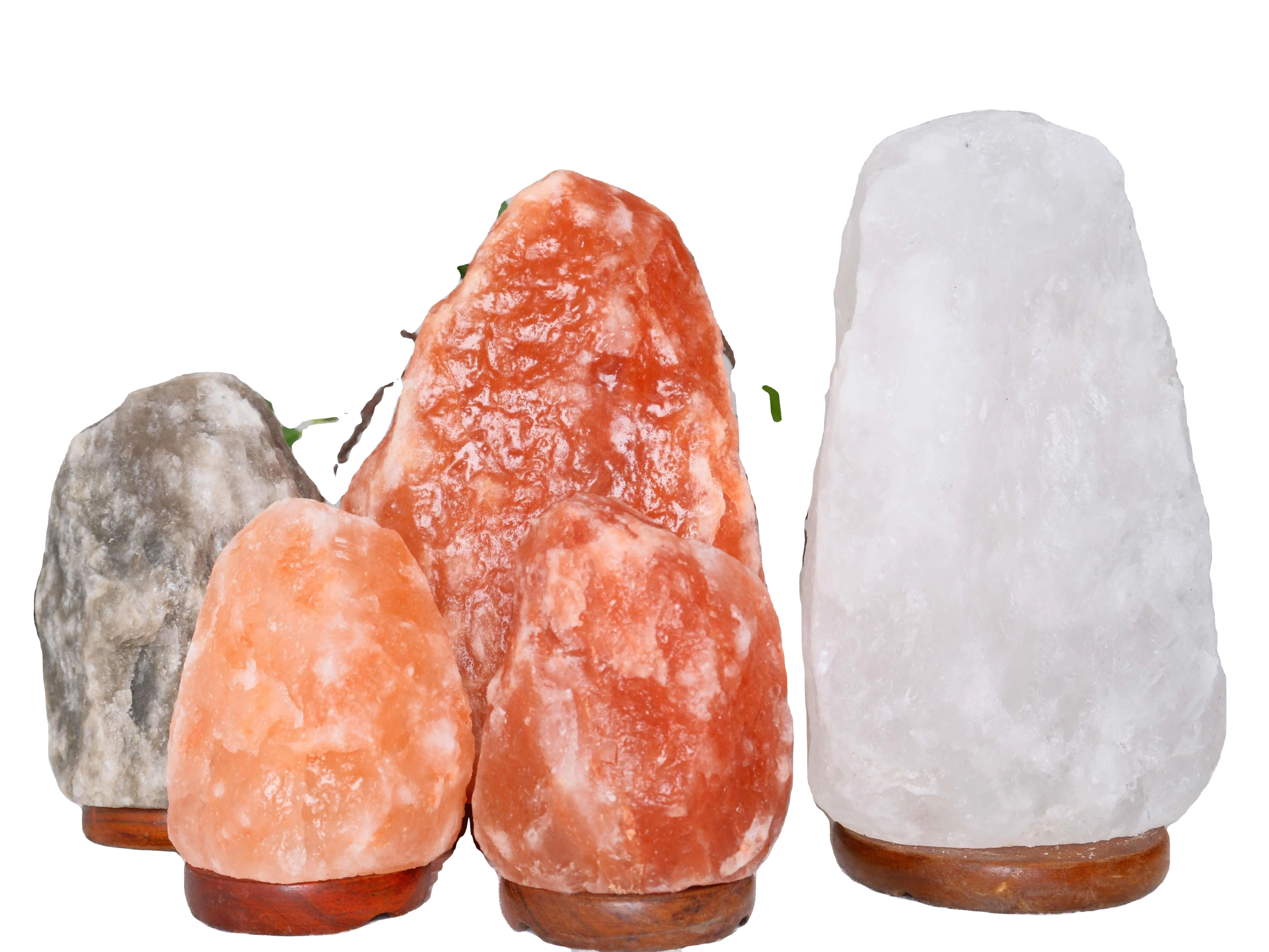 7-9 kg Grey Ambient Natural Handcrafted Salt Lamp with Dimmer Switch, Wooden Base, Home Decor Night Light