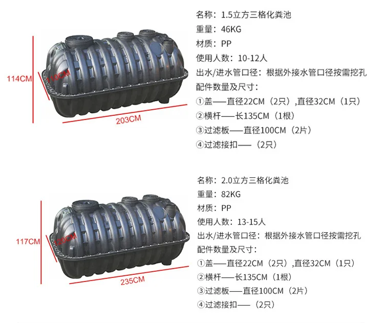 PP Material Septic Tank Sewage Treatment Septic tank factories for Toilet System