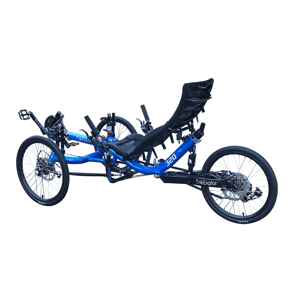 TrikExplor Free Shipping Three Wheel Touring 20 inch Road Bike Alloy Tricycle Recumbent with Rear Suspension