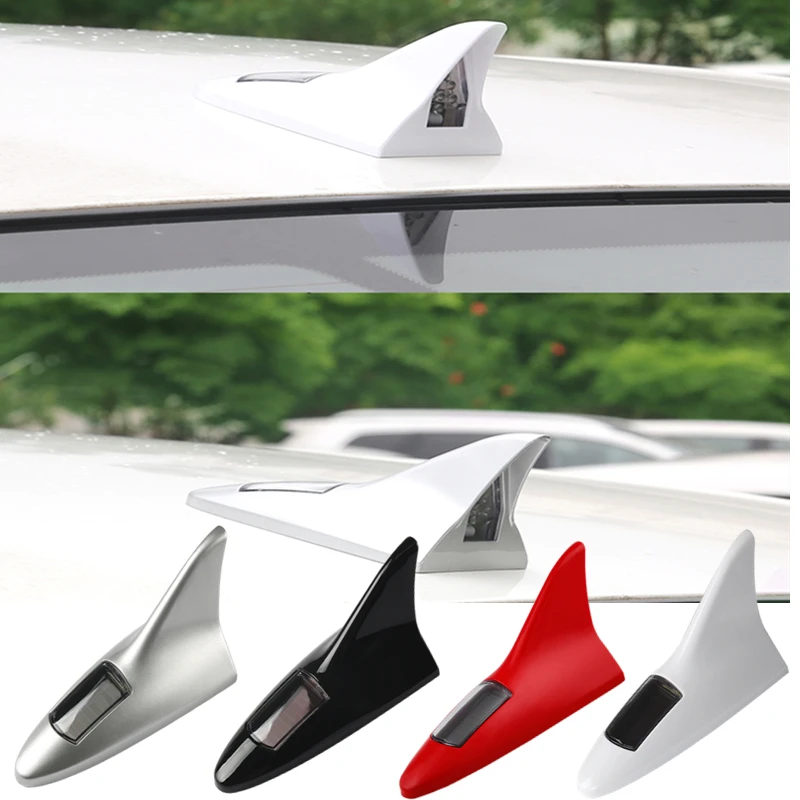 New Solar Powered Car Shark Fin Antenna Style  10 Leds Warning Flash Tail Light