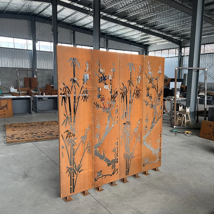 Customized Laser Cut Decorative Swimming Pool Metal Screen Corten Steel Garden Screen Landscape