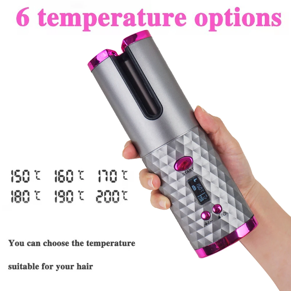 Electric Mini Spiral Wavy Curls Cordless Rechargeable Automatic Hair Curler Rotating Wireless Hair Curler Curling Iron