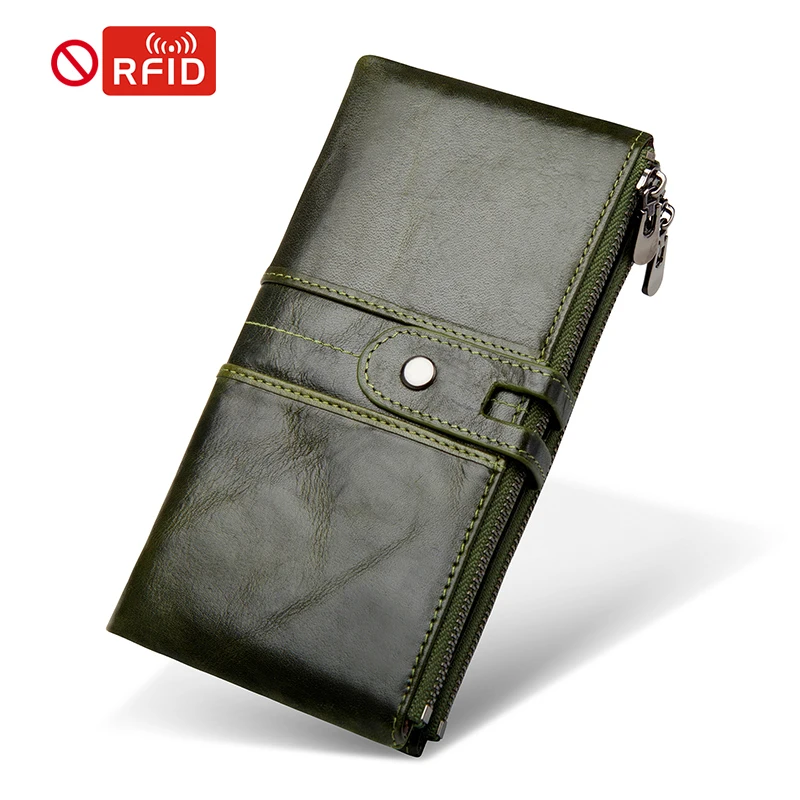 Новый европейский и американский брендовый кошелек женский длинный Стильный Простой многофункциональный Женский кошелек из мягкой кожи с пряжкой и радиочастотной идентификацией