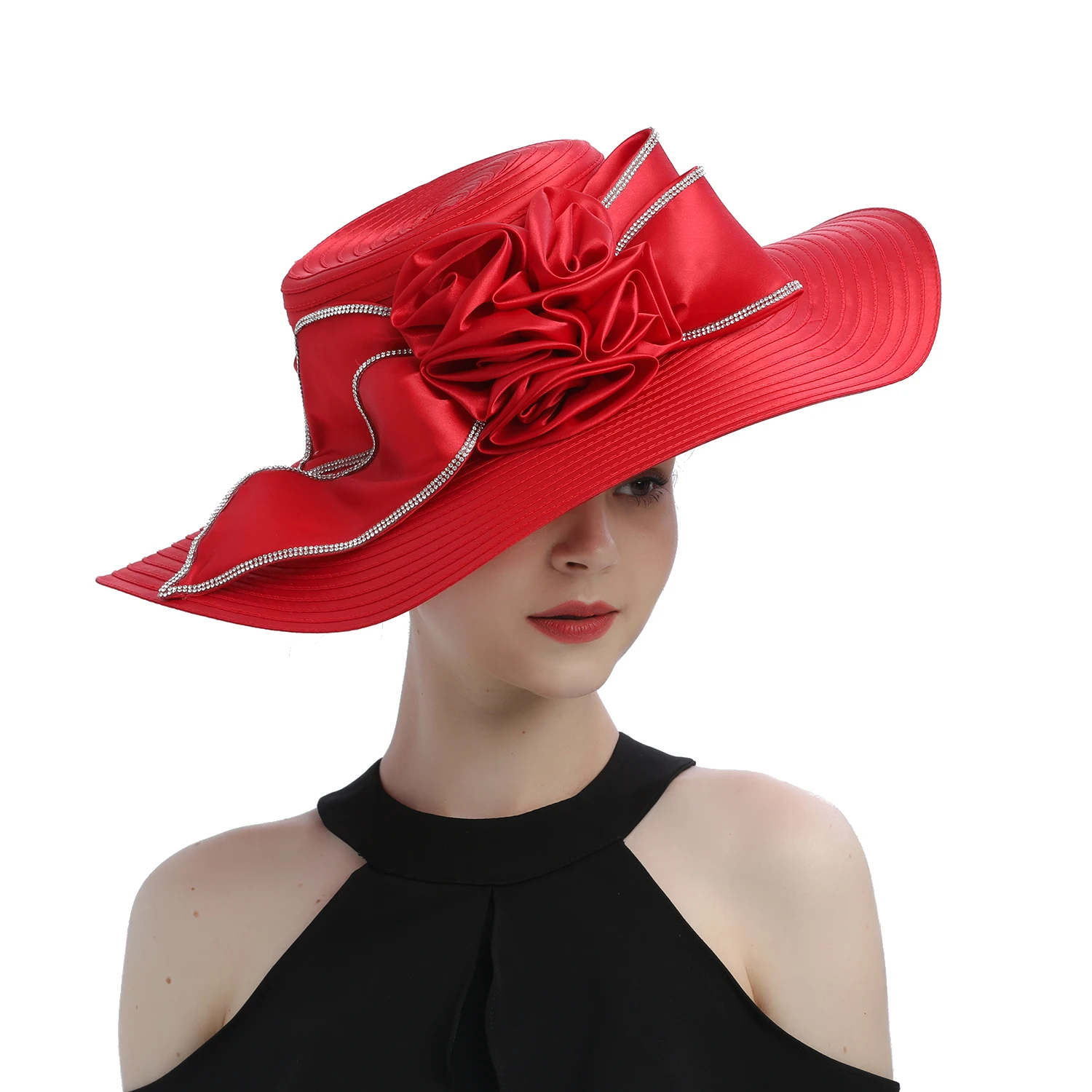 Hot Sale Perfect Church Hats Party Fascinator Kentucky Derby Hats Banquet Satin Cloth Sun Hats  For Women Wedding