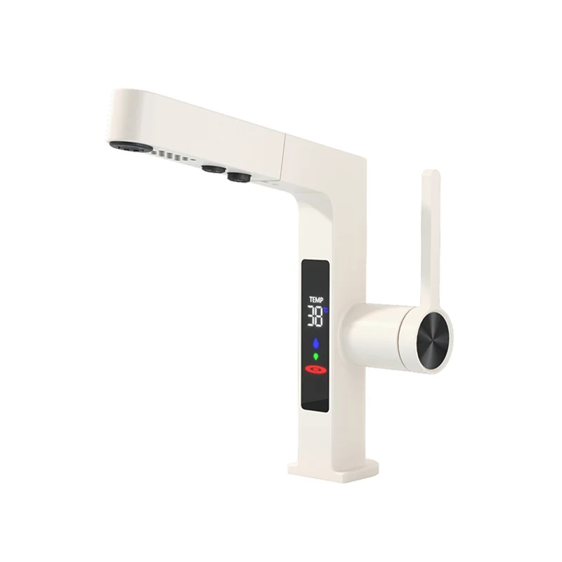 2024 new design  Single Hole Bathroom Faucets  Digital display Basin Faucet Tap gold faucet
