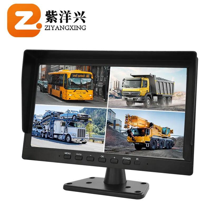 ZYX OEM 4CH  AHD 10.1 inch quad DVR monitor With video storage function  car lcd night vision camera
