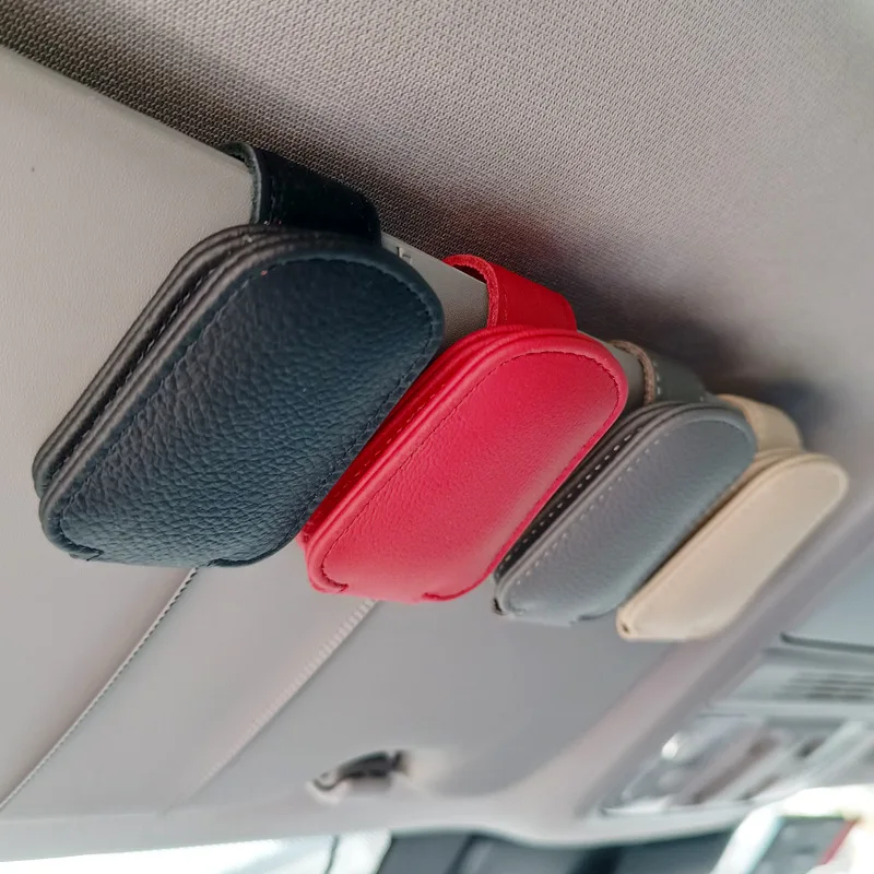 Glasses Clip Eyeglass Organizer Storage Auto Interior Accessories Magnetic Leather Sunglasses Holder For Car Sun Visor