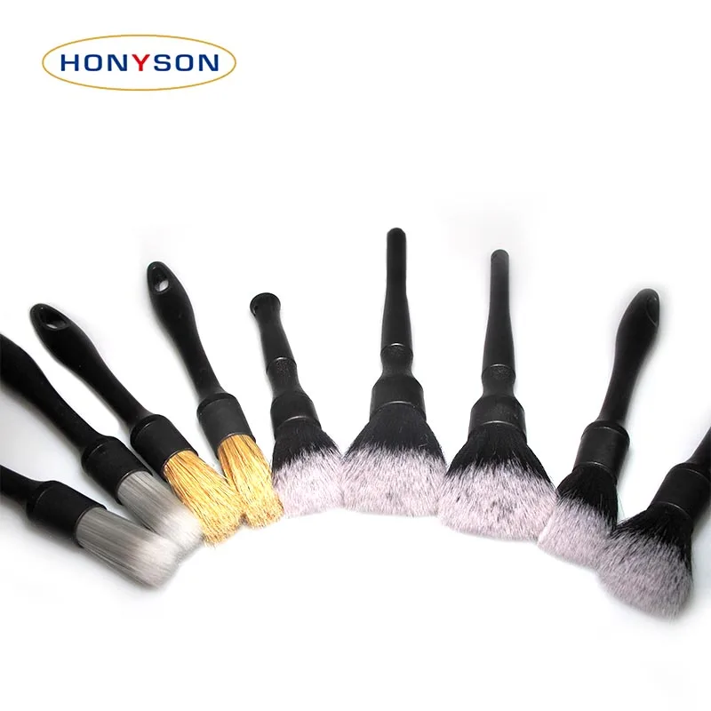 Natural Boars Hair Ultra-Soft Cleaning Tool Car Detailing Brush Set Auto Detail Brushes Kit
