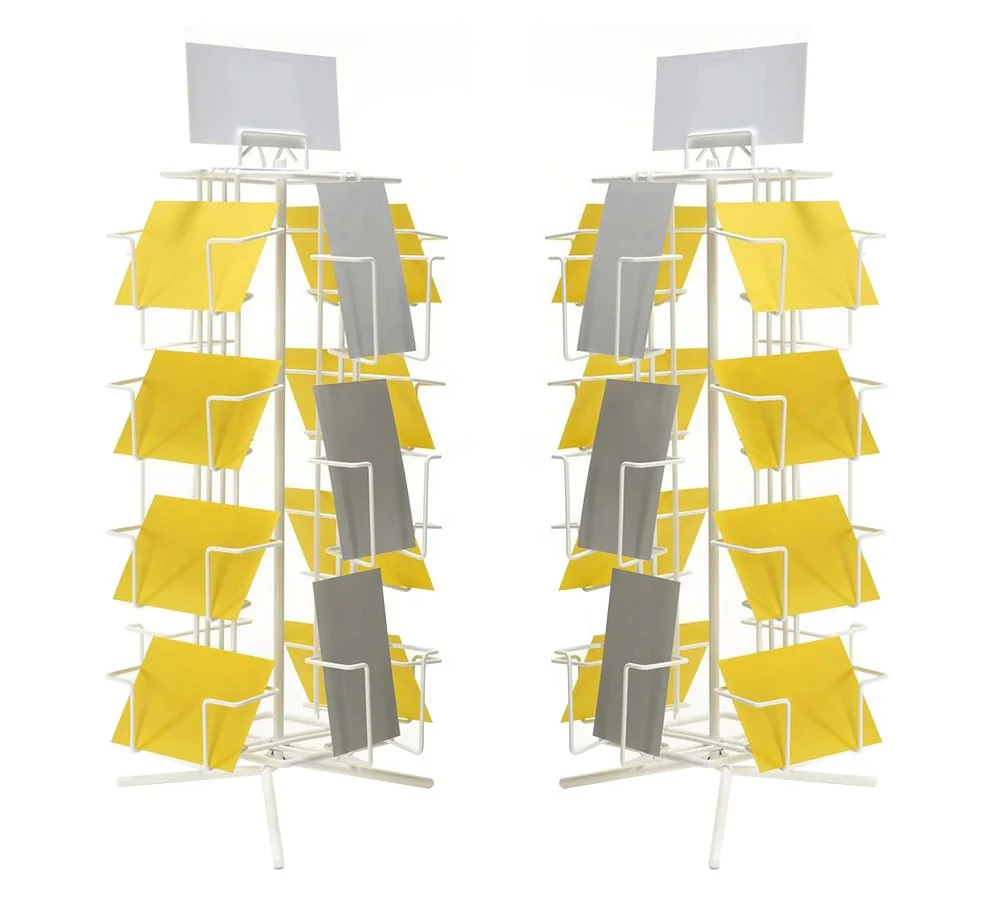 Light Duty Metal Wire rotating Pocket Greeting Cards CD DVD Display Racks rotating Metal magazine Postcard Display rack Stands
