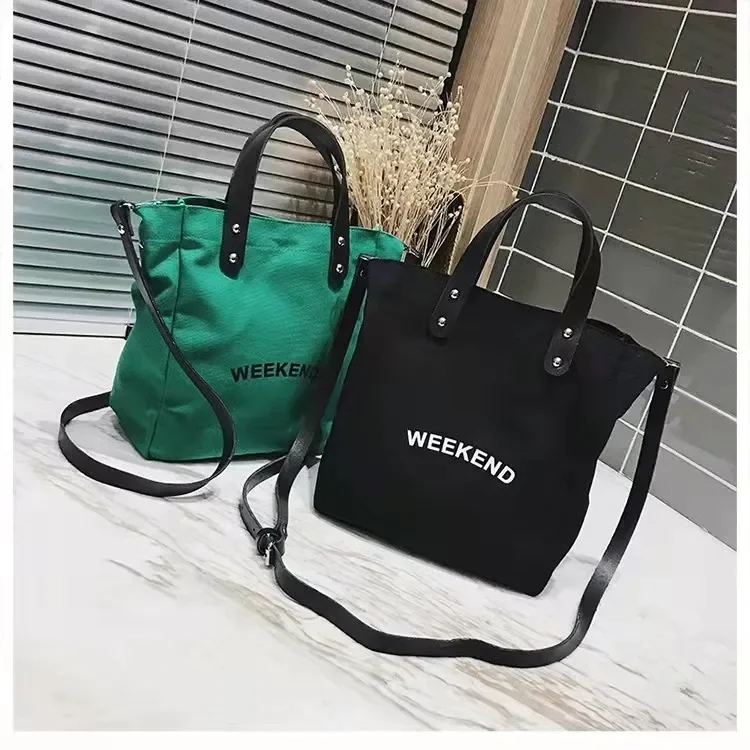2024 New YCH LOW Price canvas customized tote bag with leather handle straps fashion style for mama women lady girls