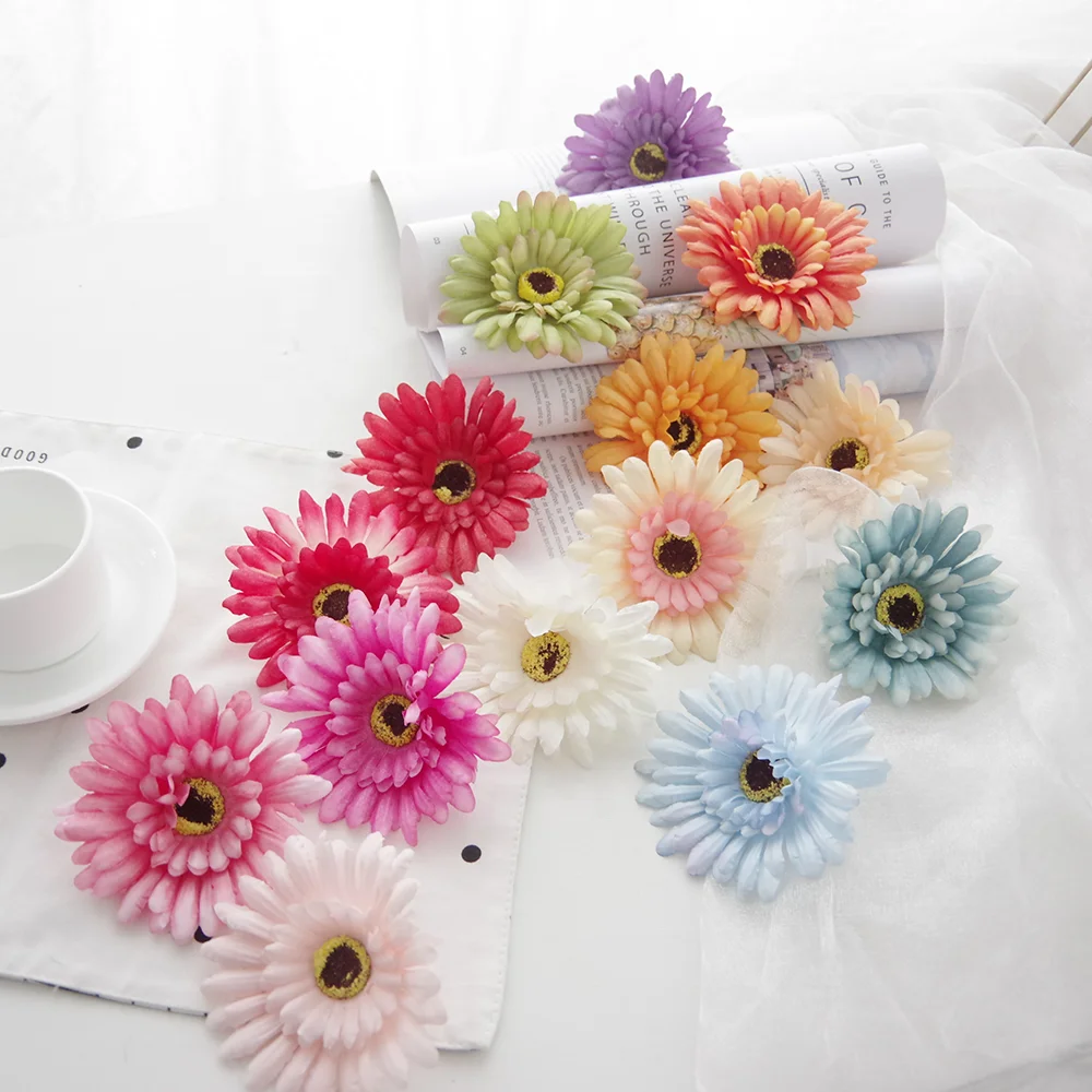 Cheap price Colorful Silk Artificial Flower Heads Wholesale  Africa Daisy Gerbera Flower For Wedding Decoration
