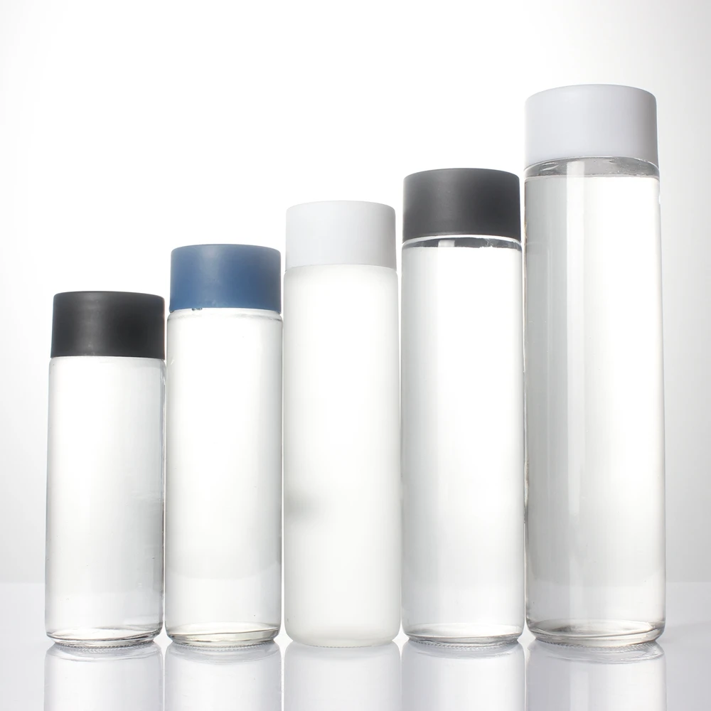 200ml 375ml 500ml 750ml 1000ml customized frosted voss water glass bottle with plastic screw cap
