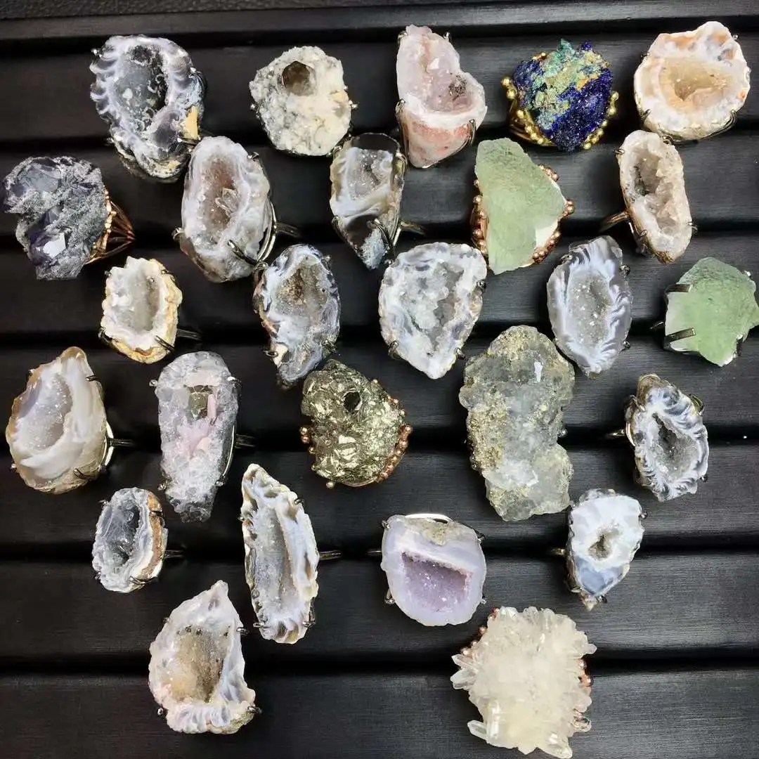 Религиозное исцеление рейки энергия драгоценный камень натуральное сырье руды кольцо S925 серебряный сертификат для продажи