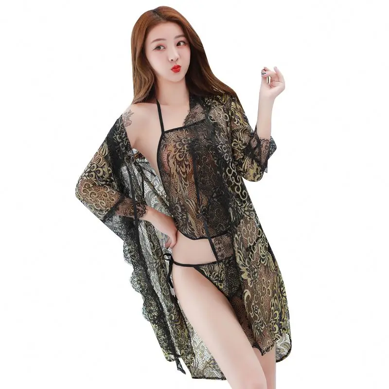 Sexy Chinese red ancient wind  bag hips belly pocket long skirt suit perspective lace