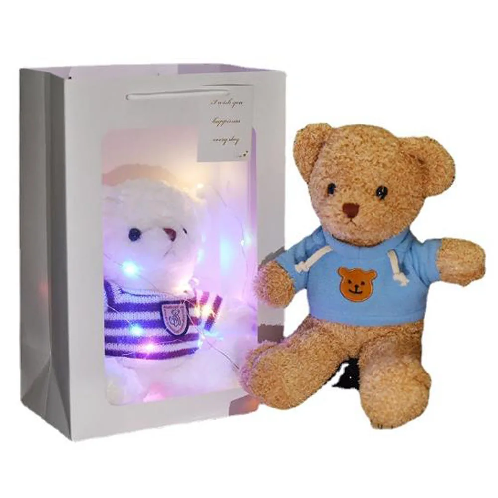 
30cm Baby Bear Plush Toy Stuffed Doll Toys LED Bag Package Lovely Birthday Gifts Children Girls Home Decorations Soft Toys 