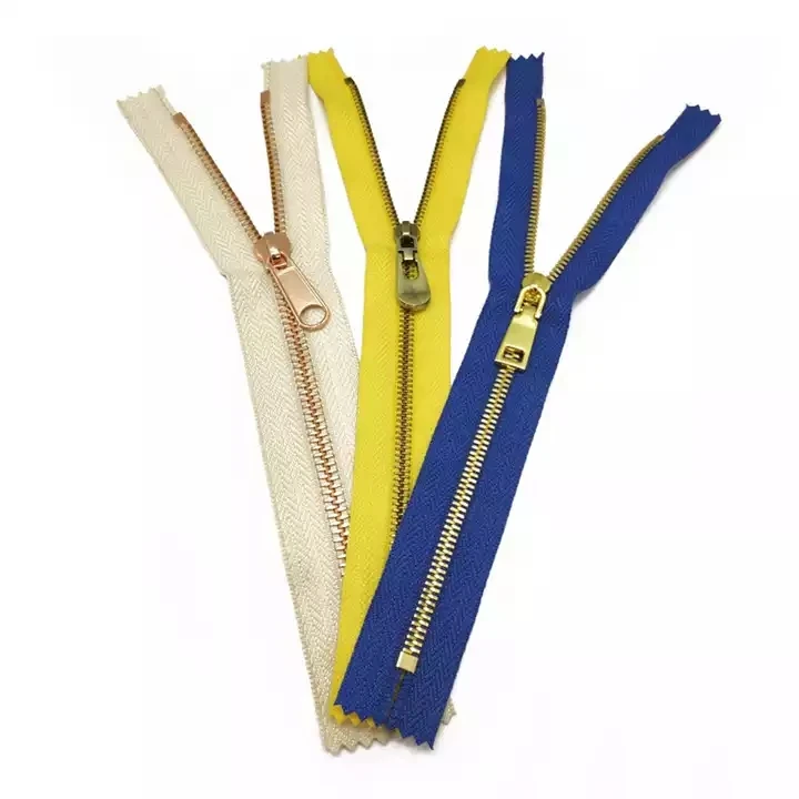 Heavy Duty Close End Brass Metal Zipper Private Label Bag Accessories Brass Teeth Industrial Metal Zipper For Bag