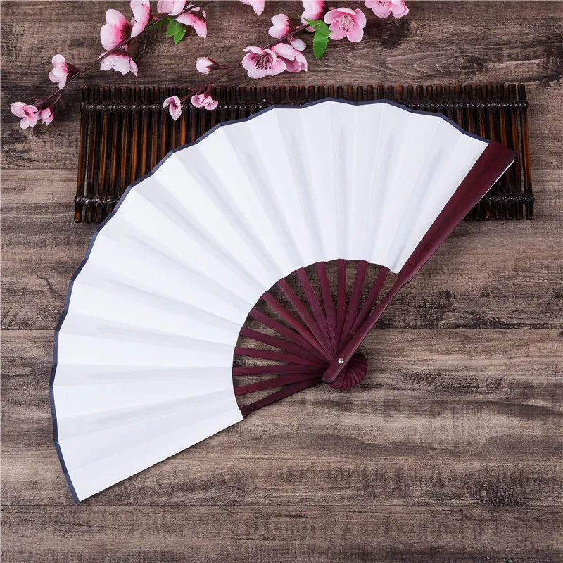 8inch/10inch Sublimation Blank Folding Polyester Bamboo Fan Bamboo Fabric Folding Hand Fan Customized