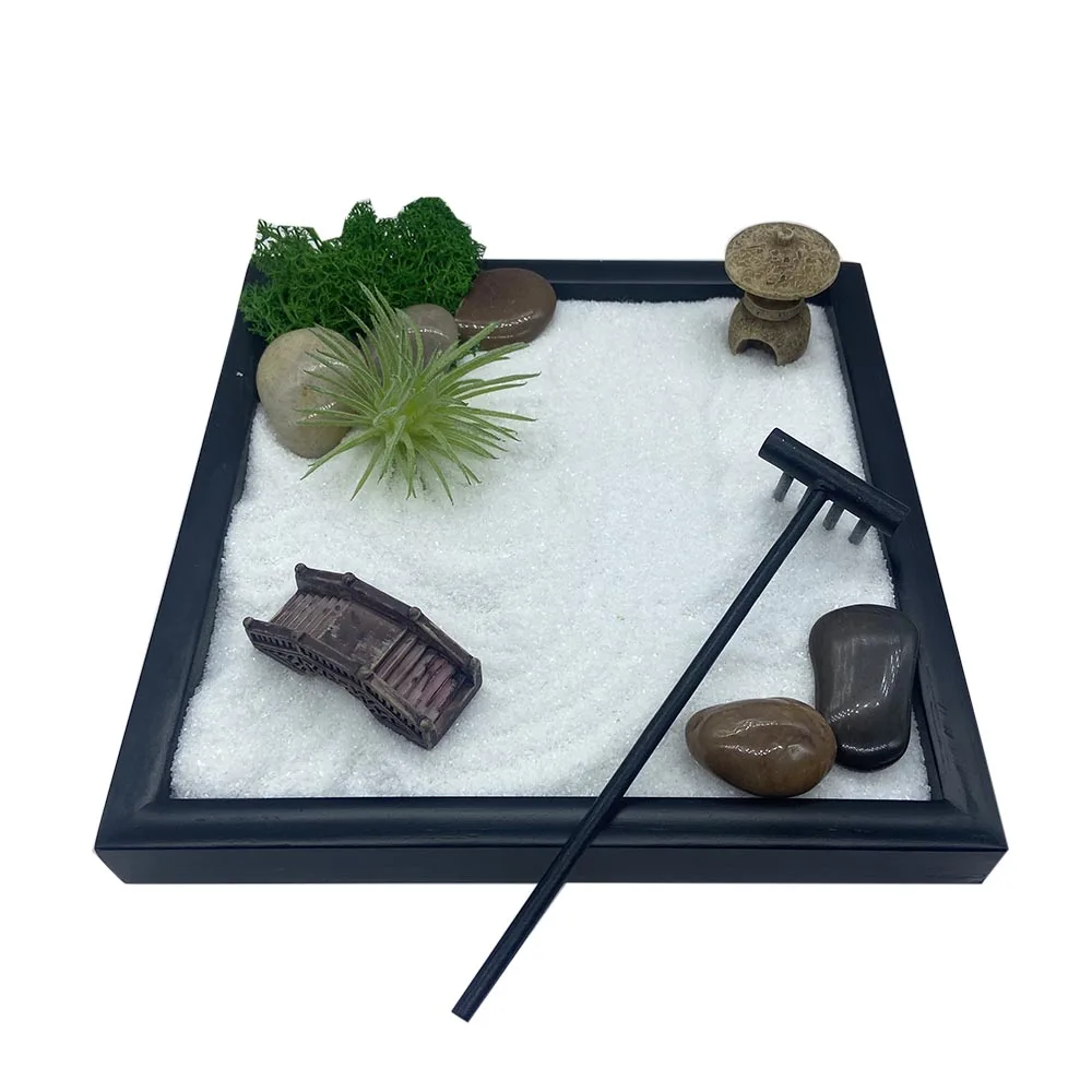 Customized Home Decoration Zen Sand Table Resin Buddha Creative Bamboo And Wood Crafts Zen Garden