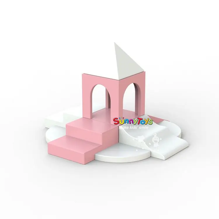 White and Pink Pastel Color themed Soft Play Package Equipment