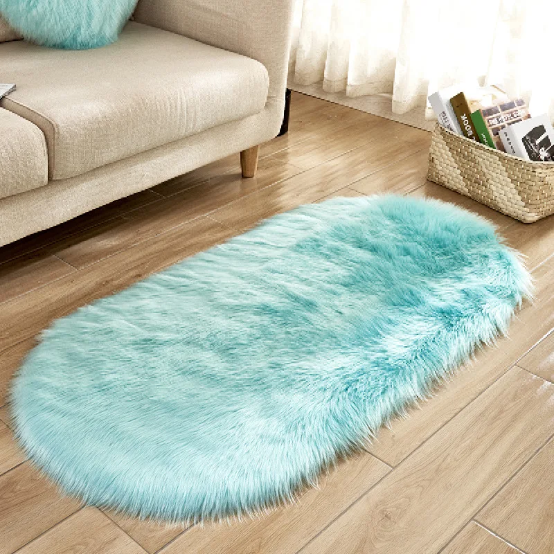 Oval Artificial Wool Carpet Plush Washable Fluffy Soft And Warm Living Room