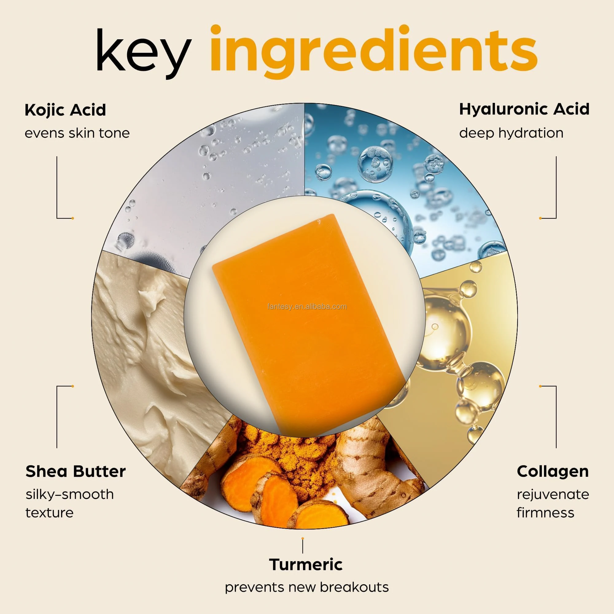 Private Label Kojic Acid Soap Vitamin C Herbal Body Collagen Shea Butter Brightening Dark Spot Remover Anti-Acne Kojic Acid Soap