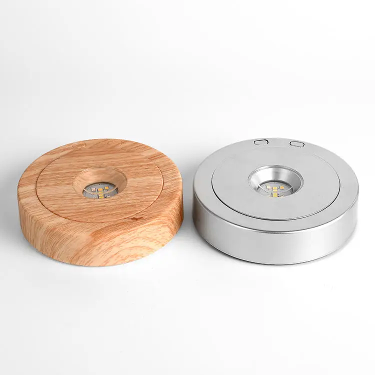 adjustable rotating display stand base led rotating display base for 3d crystal photo with 4 Revolving & 8 Light Modes