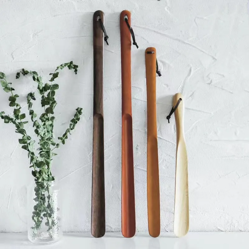 Custom Shoehorn With Magnet Long Wooden Lazy Shoe Horn With Logo Custom Shoe Horn With Leather For Convenient Wearing Shoes