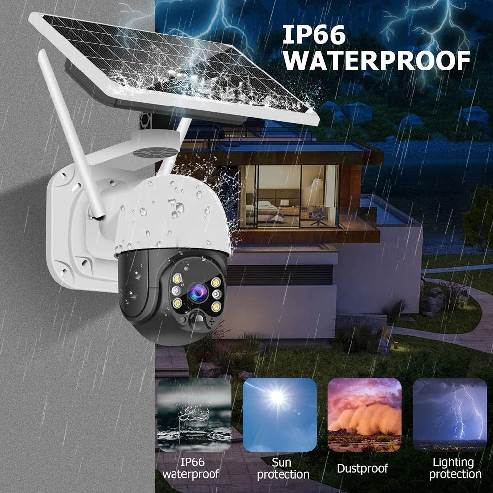 Водонепроницаемая 1080p 3MP ICSEE Солнечная Беспроводная 360 PIR Ptz уличная 4G солнечная Ip Wifi камера безопасности система Cctv сетевая