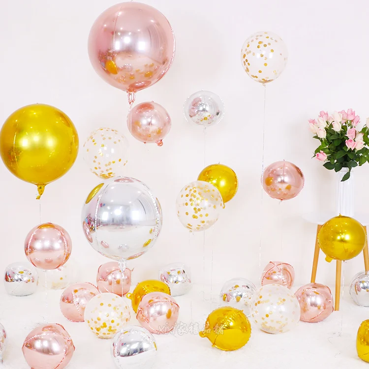 Wholesale 22inch 4d Foil Disco Football Basketball Earth Balloon Gradient Solid Plain Foil Balloon