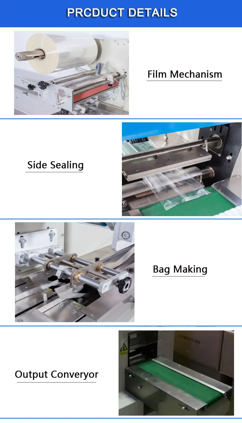 Full servo horizontal automatic pouch bread biscuit food packing machine pillow