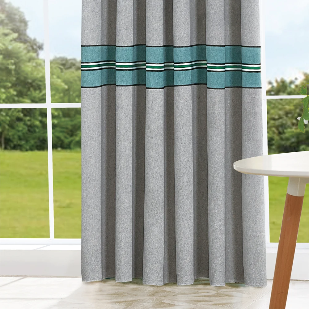 Custom two-color velvet fabric high blackout ultra-long curtain hotel insulation blue gray engineering curtain factory wholesale
