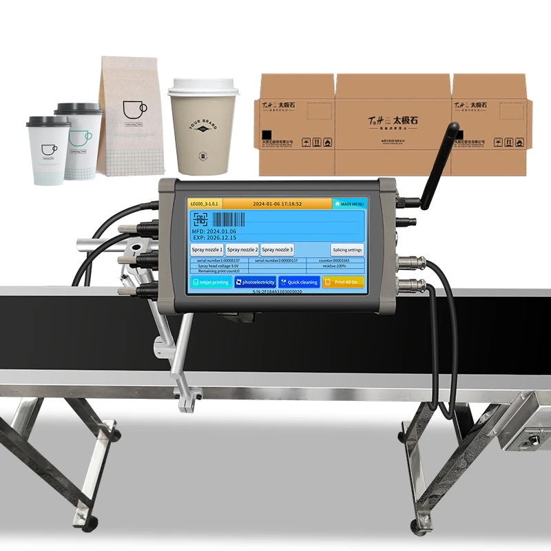 MASIJET New Automatic TIJ Multilingual Inkjet Printer Cardboard Box Expiration Date Graphic Logo Encoder  Label Printing