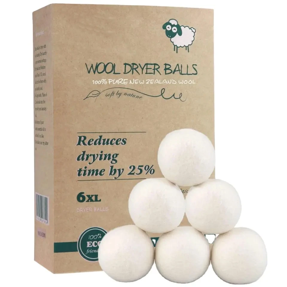 Wool Dryer Balls  Natural Fabric Softener 100% New Zealand Wool s - Reusable Laundry Balls for Dryer - Lint Remover