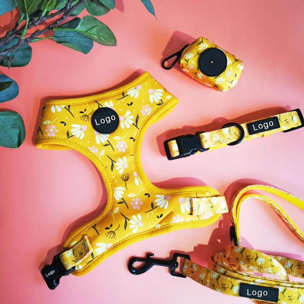 Оптовая продажа, индивидуальный высококачественный Мягкий регулируемый поводок для домашних питомцев, поводок для собак, Набор держателей для ошейников и сумок