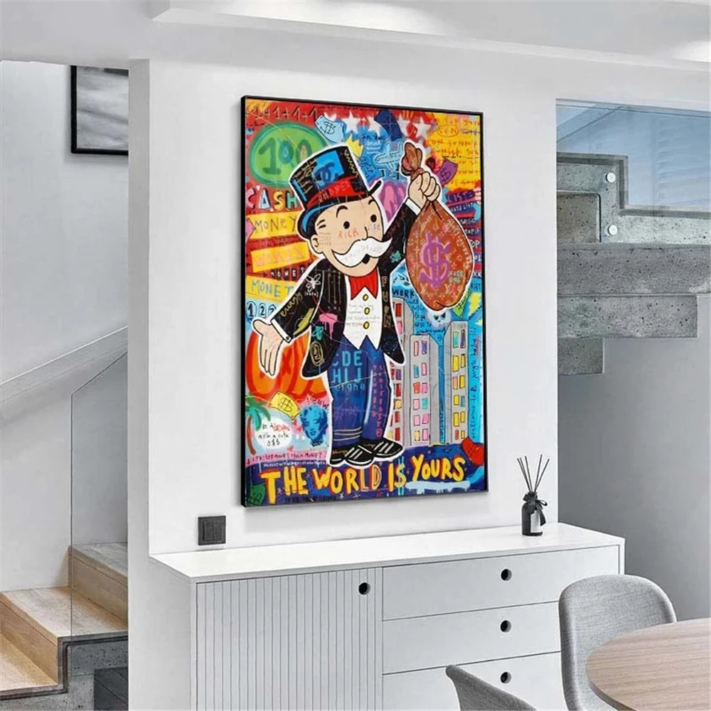  Custom Fashion Graffiti Art Money Paintings on The Wall Canvas Painting Posters and Prints Modern Home