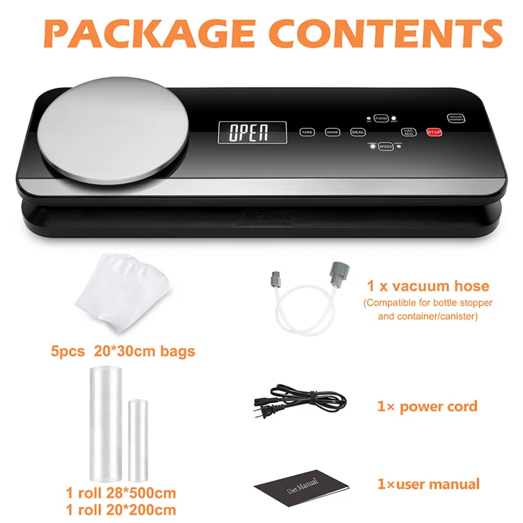 Electric Intelligent Automatic Food Vacuum Sealer 220V with Dry Moist Mode Built-in Cutter Plastic Material for Household Use