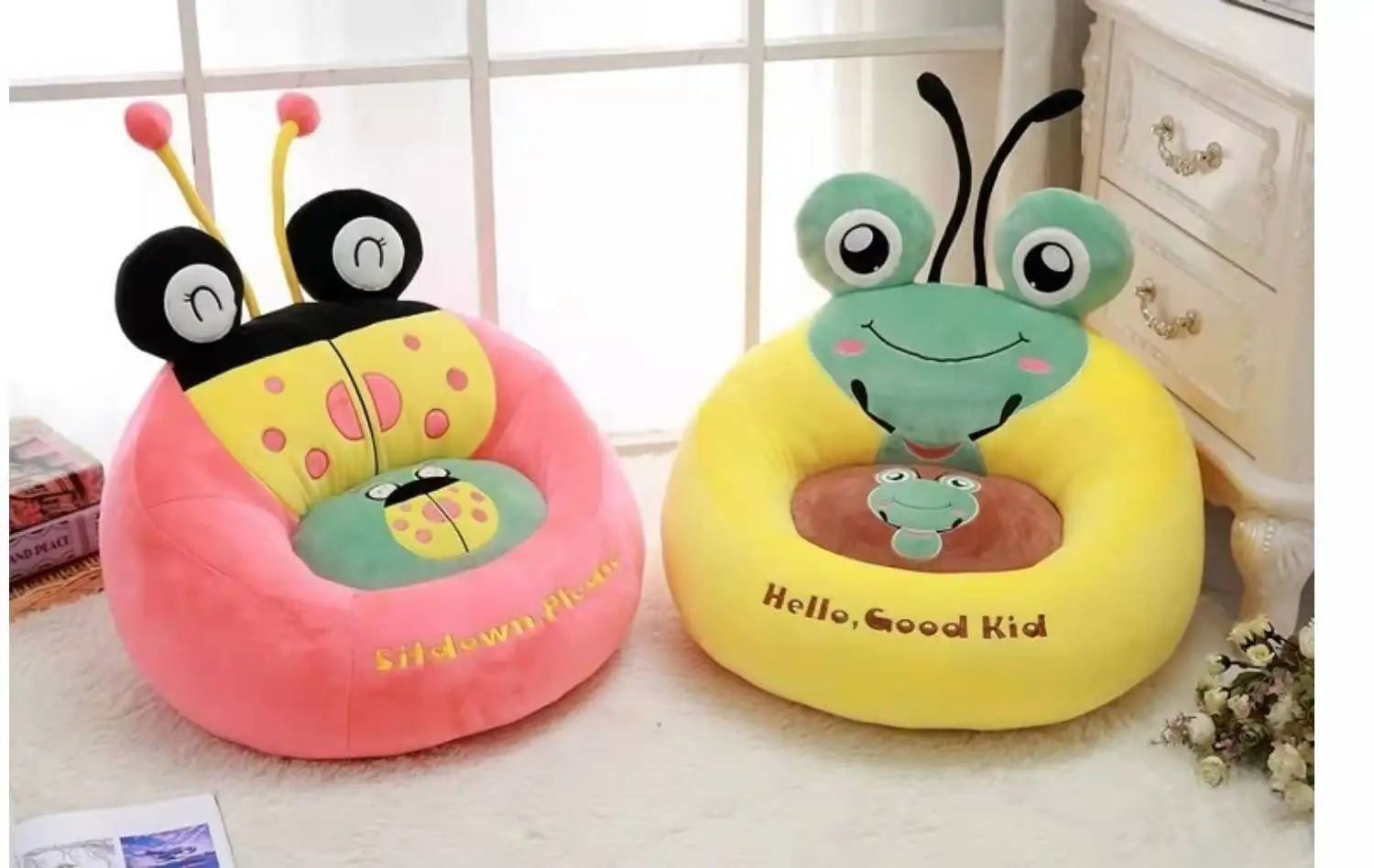 Custom kids fluffy toy living room sofa chair lazy stuffed animal bean bag