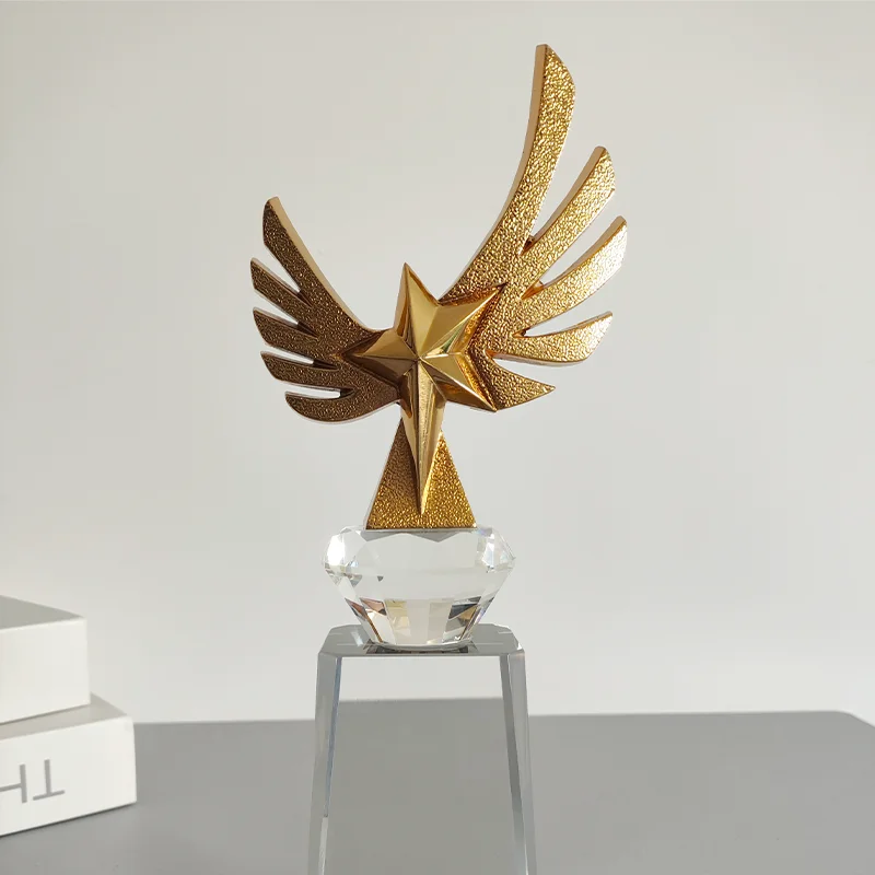 Honor of crystal Gold Metal Star K9 Crystal Trophy Award Glass Blank Plaque For Souvenir Gift