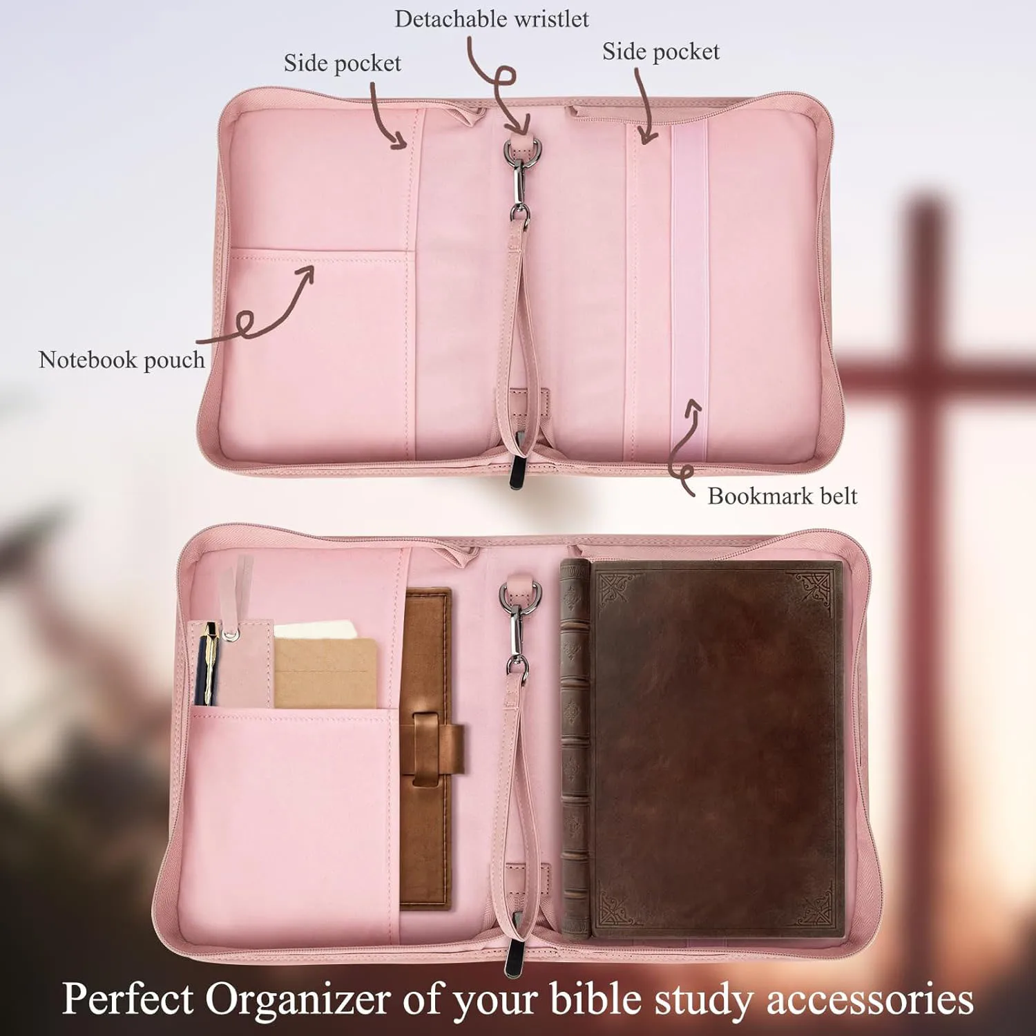 Large Study Bible Carrying Cases Holder Custom Pattern Bible Carrier Tote Bags Pockets Christian Bible Accessories Gifts