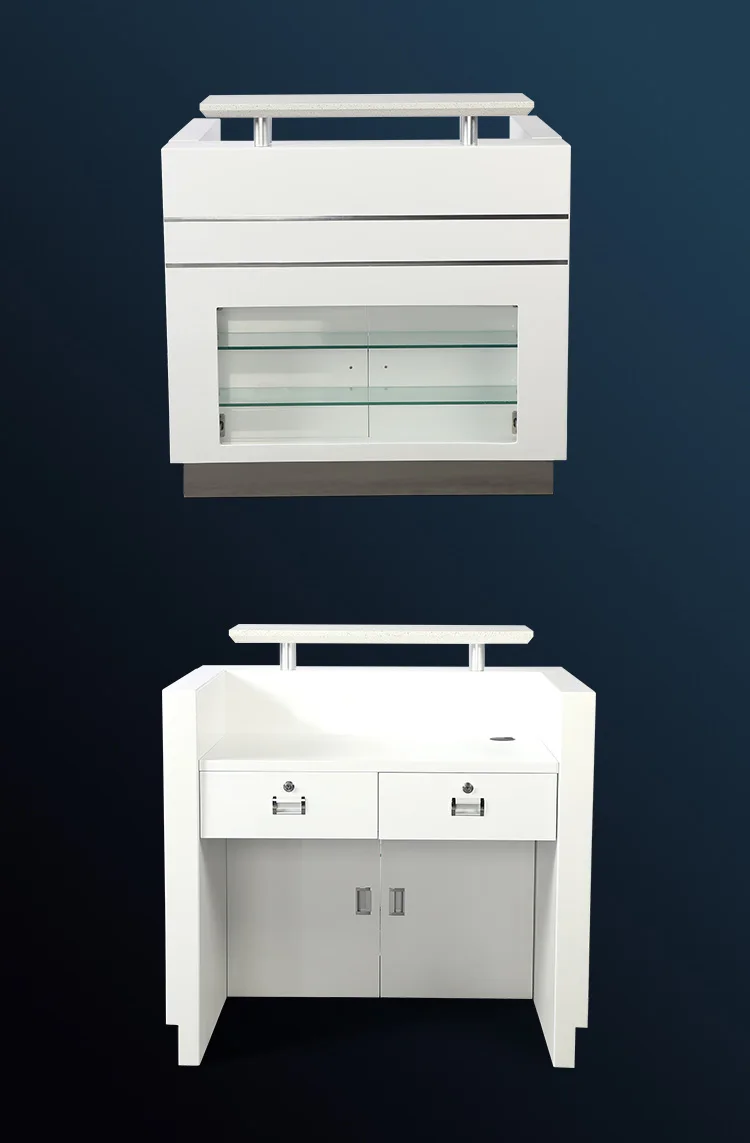 Modern Small White Wood Beauty Salon Furniture Reception Desk For Selling
