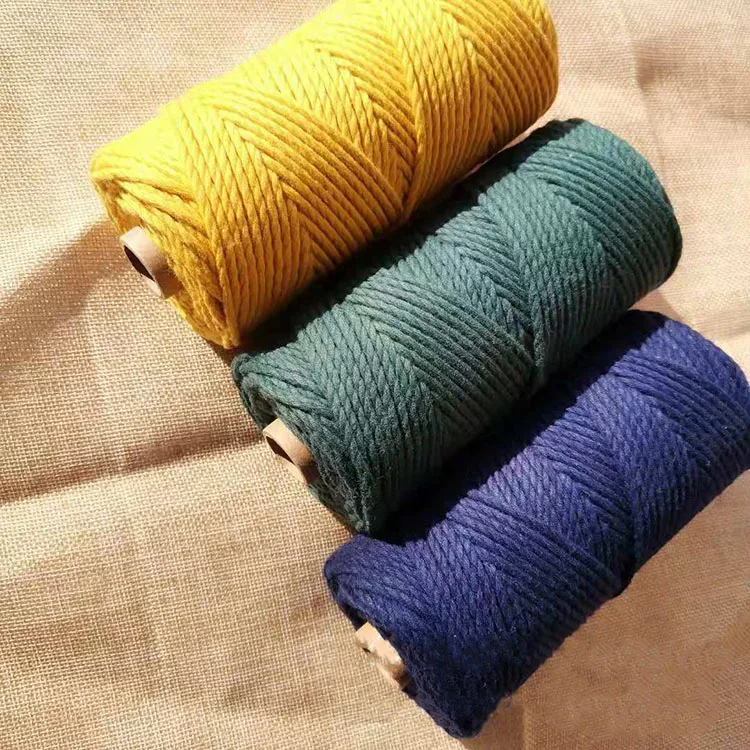 Wholesale colorful twisted cotton rope 3mm macrame cord string for diy